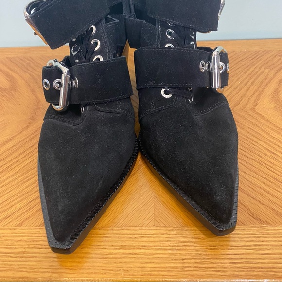Jeffrey Campbell Caceres Buckle Suede Black Booties Sz 8 - Picture 7 of 13